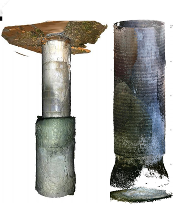 Point cloud views of reconstructed underground structures