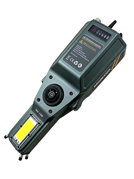 ModeXion MX-100 handheld manhole inspection scanner with camera, inspection light, and control panel