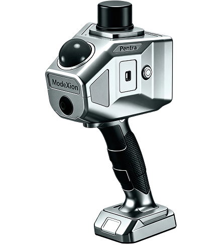 ModeXion Pentra handheld SLAM scanner with cylindrical LiDAR sensor and ergonomic grip