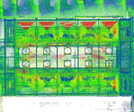 Plan view of the industrial facility point cloud