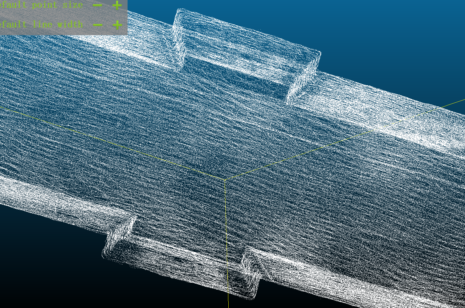 Detailed point-cloud view showing garage geometry