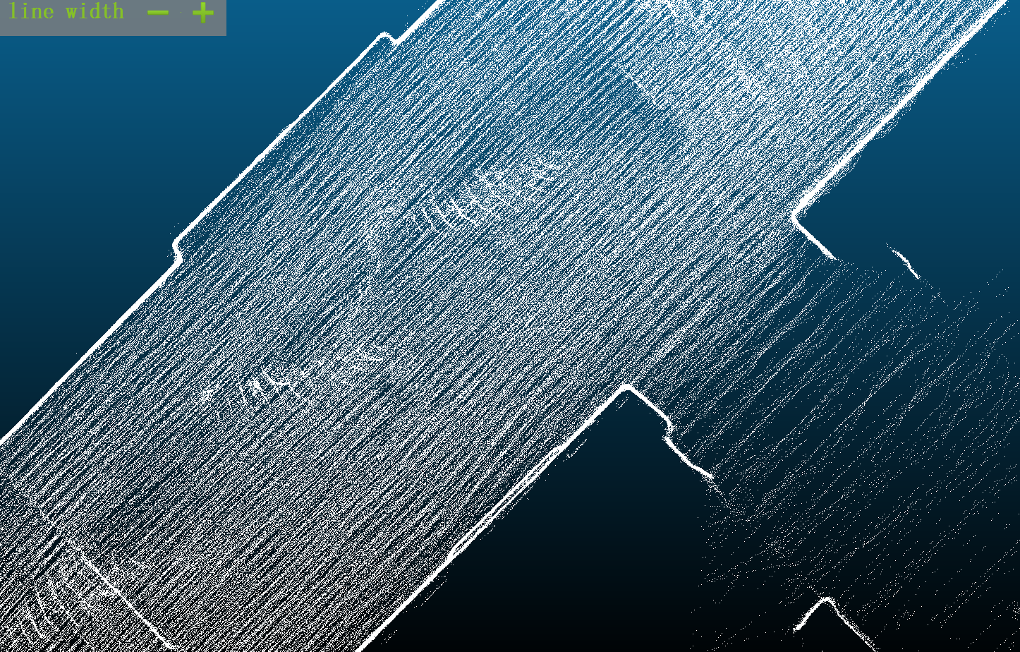Plan view of an underground garage point cloud